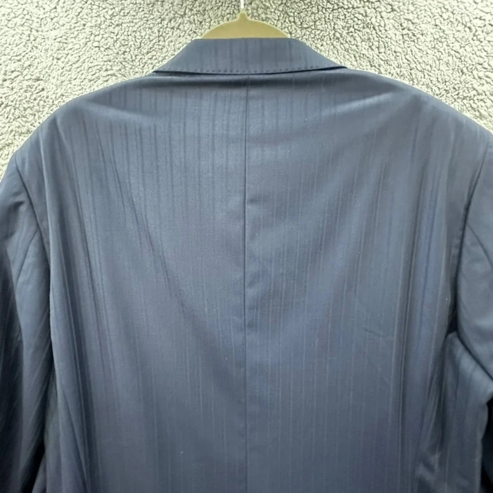 Baroni Super 150's Men's 46R 100% Wool Navy Blue Pinstripe Two Button Blazer
